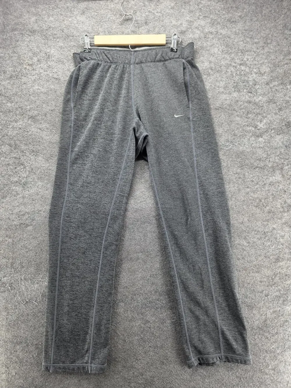Nike Pants Mens M Gray Track Pants Therma-FIT Fleece Elastic Waist Pockets